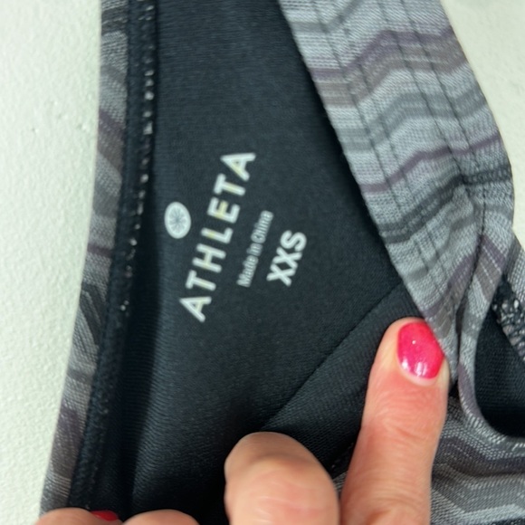 Athlete Black & Gray Tie Open Back Build in Sports Bra Tank Top XXS - Picture 7 of 7